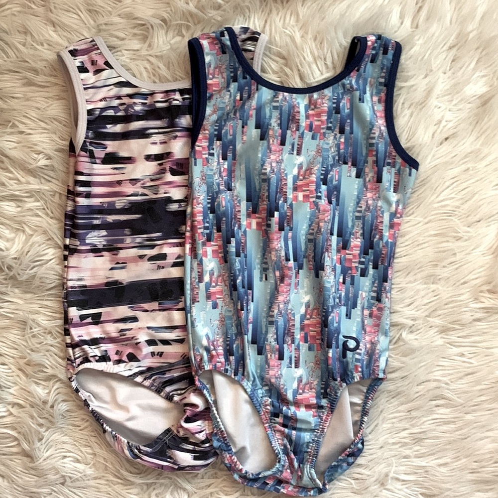 Plum Practicewear youth large gymnastics/dance leotards, lot of 2